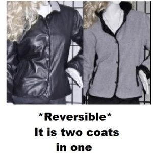 $695  Reversible Leather/Fleece Jacket